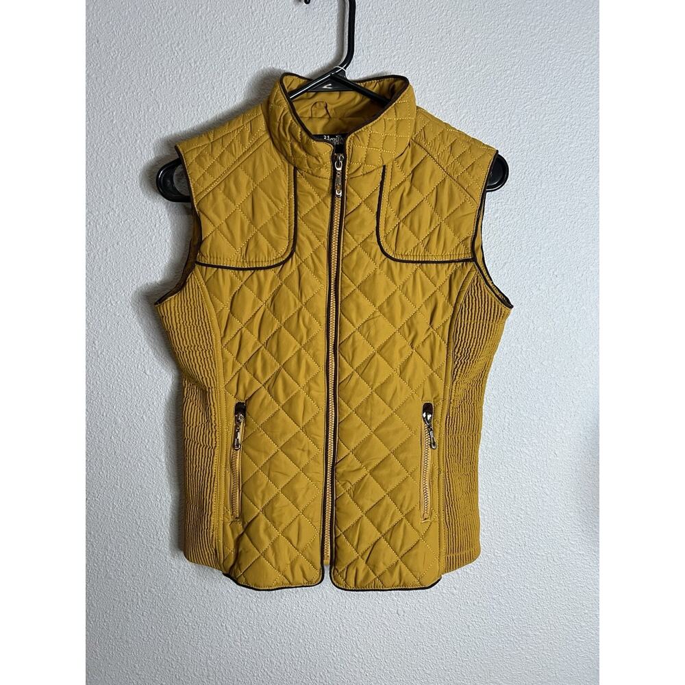 Lee Hanton Quilted Puffer Vest Womens Sz S Mustard Stretch Vest Outdoor